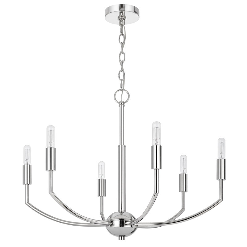 Cal Lighting Maxton 6-Light Chrome Metal Chandelier
