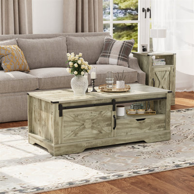 Table basse de 47 po avec tiroir et porte de grange Brady