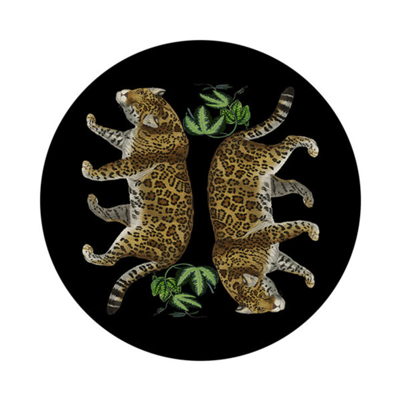 Leopard Seeing Double Pebble 16" Vinyl Placemat, Black