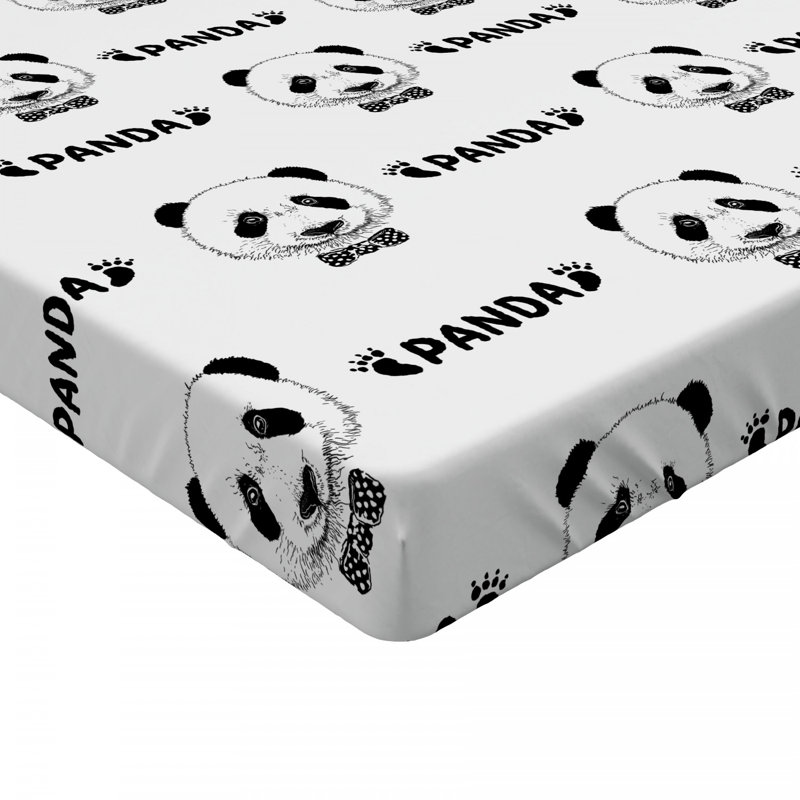 Panda Microfiber Animal Print Fitted Sheet, Twin Fitted Sheet, Black/White Panda