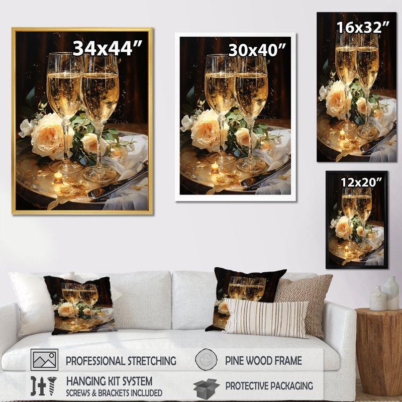 Célébration sur toile, "Sparkling Celebration I", Cadre flottant noir, H 32 po x l 16 po x P 1 po