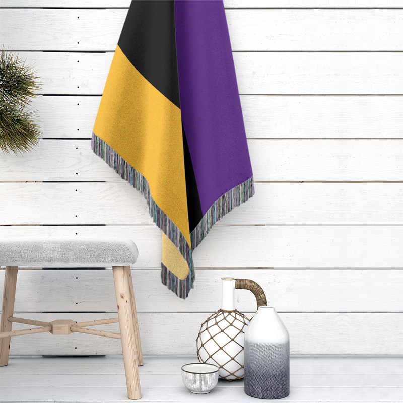 Couverture en coton basket Los Angeles, l 52 po x L 37 po, Or/ noir / violet