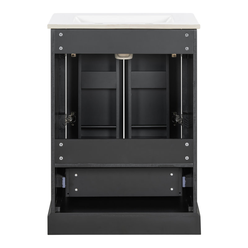 24"Bathroom Vanity with Sink, Black, 24"
