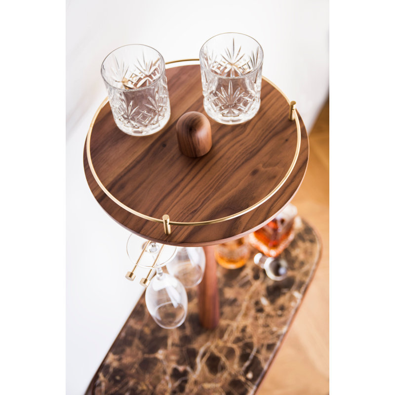 26.3379'' Solid Wood Mini Bar, Walnut