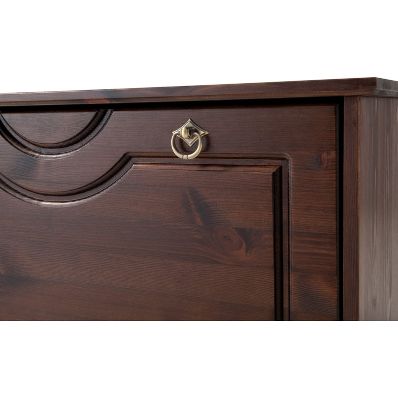 9 Pair Solid Wood Shoe Storage Cabinet, Dark Brown