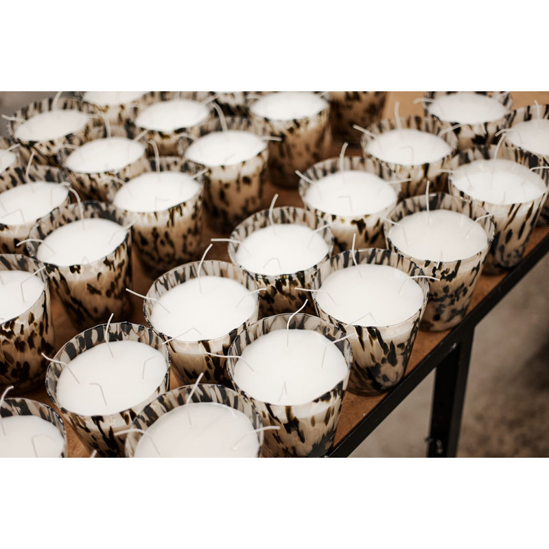 Pearls Black Candle, 13.8" H x 9.36" W x 9.36" D