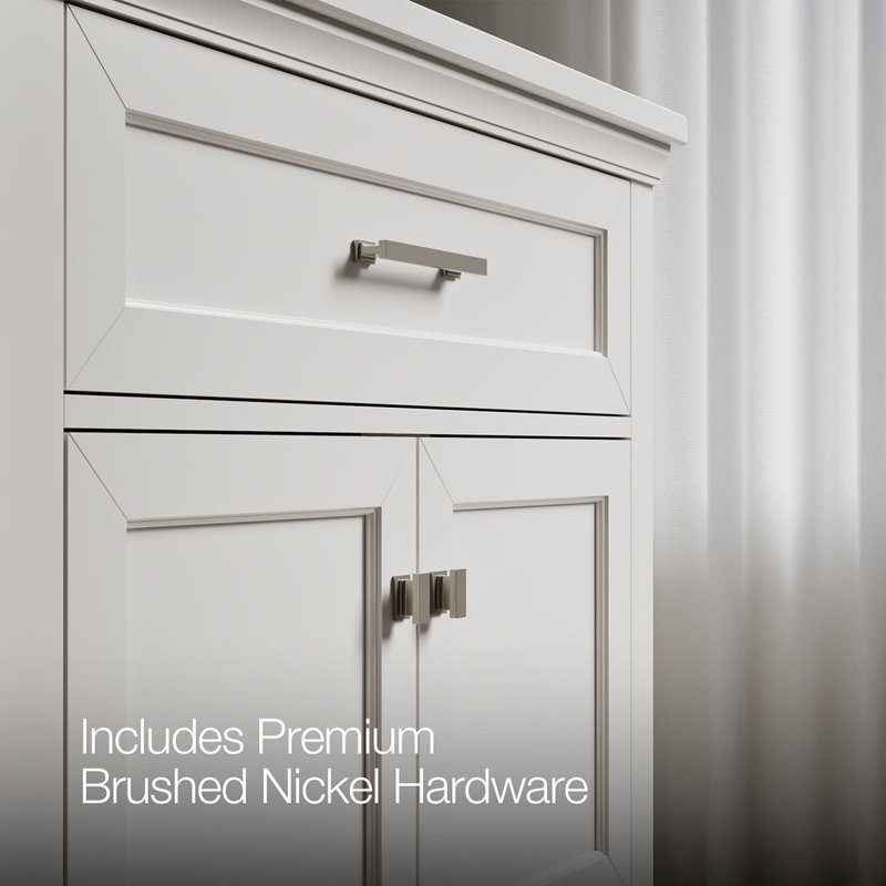 Charlemont 30 In. Bathroom Vanity Cabinet With Sink And Quartz Top, White, Brushed Nickel, 30"