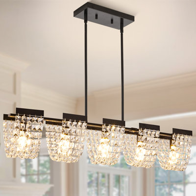 5 - Light Modern Farmhouse Crystal Rectangular Chandelier