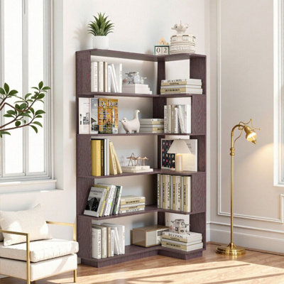 Freestanding Corner Bookshelf: Extended Size, Anti-Tipping Safety