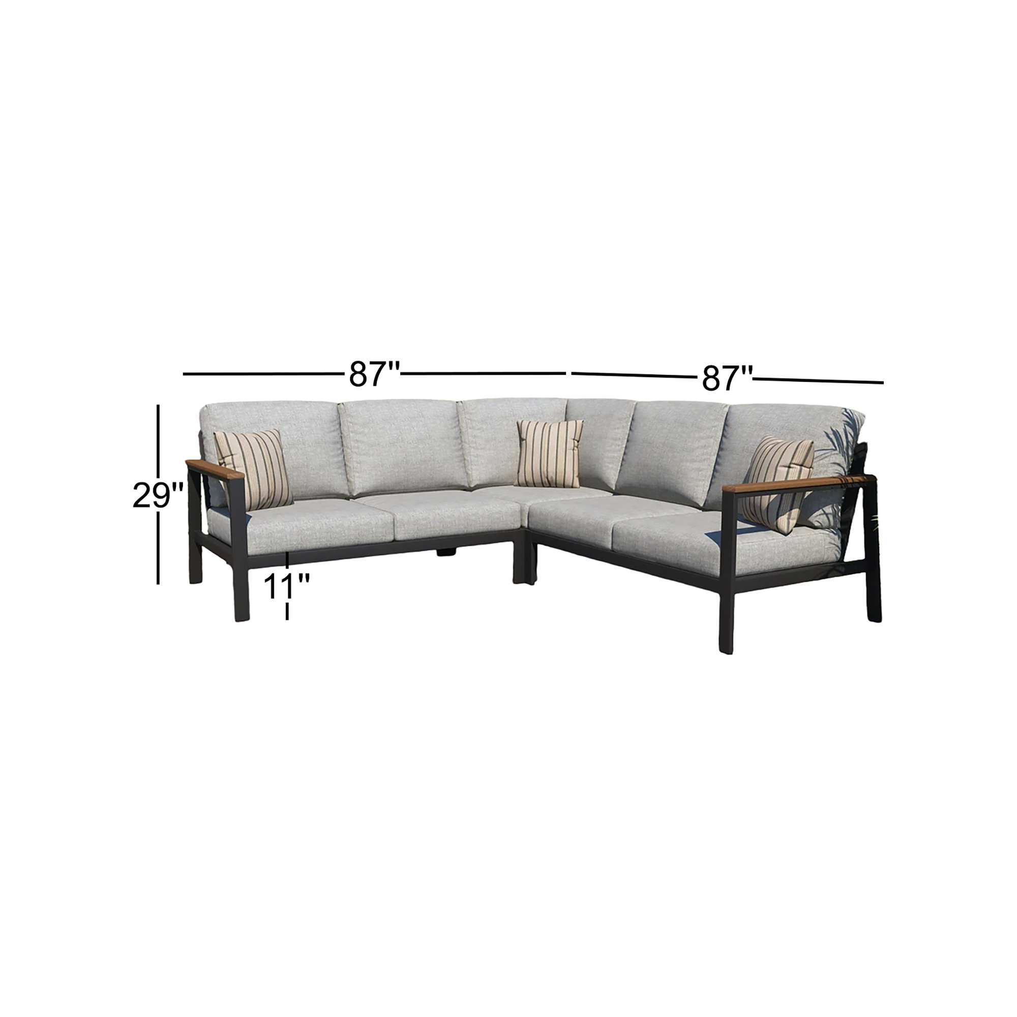 Townsend Outdoor 5 Person Sectional Seating Group With Sunbrella Cushions, Canvas Granite Sunbrella® Canvas