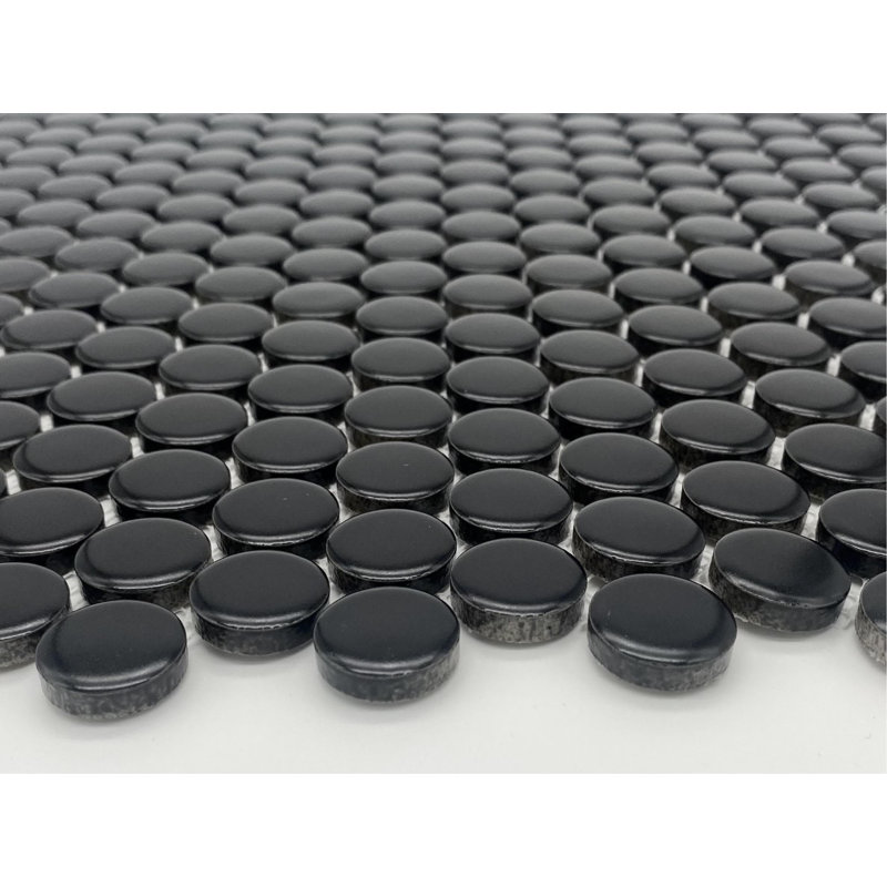 Cascade 12" x 12" Porcelain Mosaic Wall & Floor Tile, Black Matte