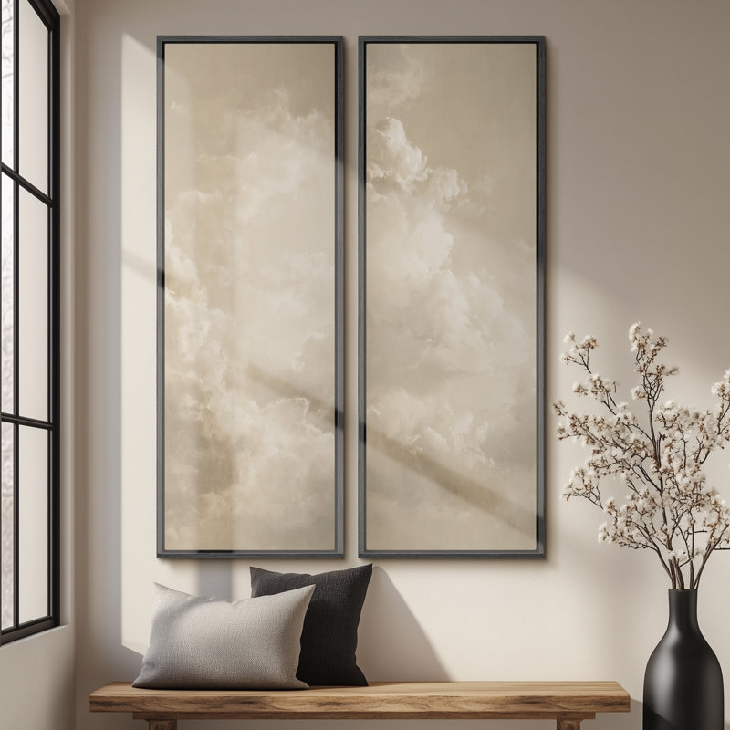«Vintage Landscape Wall Art», ensemble de 2 toiles encadrées 20 x 60 pouces, Noir