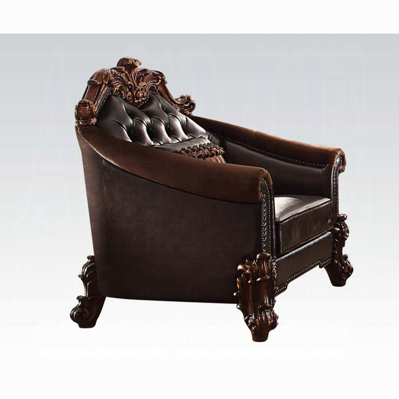 Chaise, Cuir synthétique brun foncé deux tons