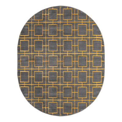Glam Geometric Gray/Gold Area Rug