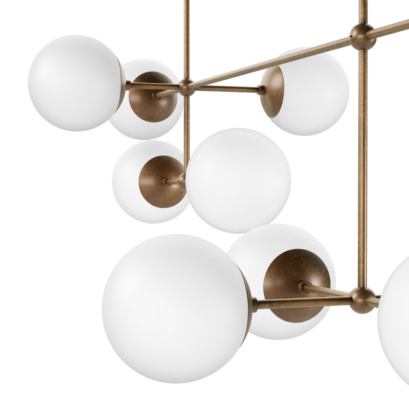 Armstrong 10 - Light Chandelier, Opal Matte Glass, Heritage Bronze Brass