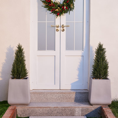 Adcock Artificial Cypress Trees for Outdoor Front Porch, UV Resistant Faux Cedar Topiary with Heavy-Duty Ground Stake, Wind-Proof Potted Plant Alternative for Garden & Privacy (Green)