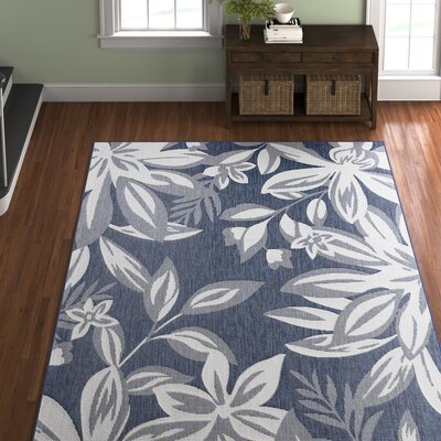 Hipple Floral Gray/White/Navy Blue Indoor / Outdoor Area Rug -  Andover Millsâ¢, 1EF572B3A4D045298DB698489FBDC307