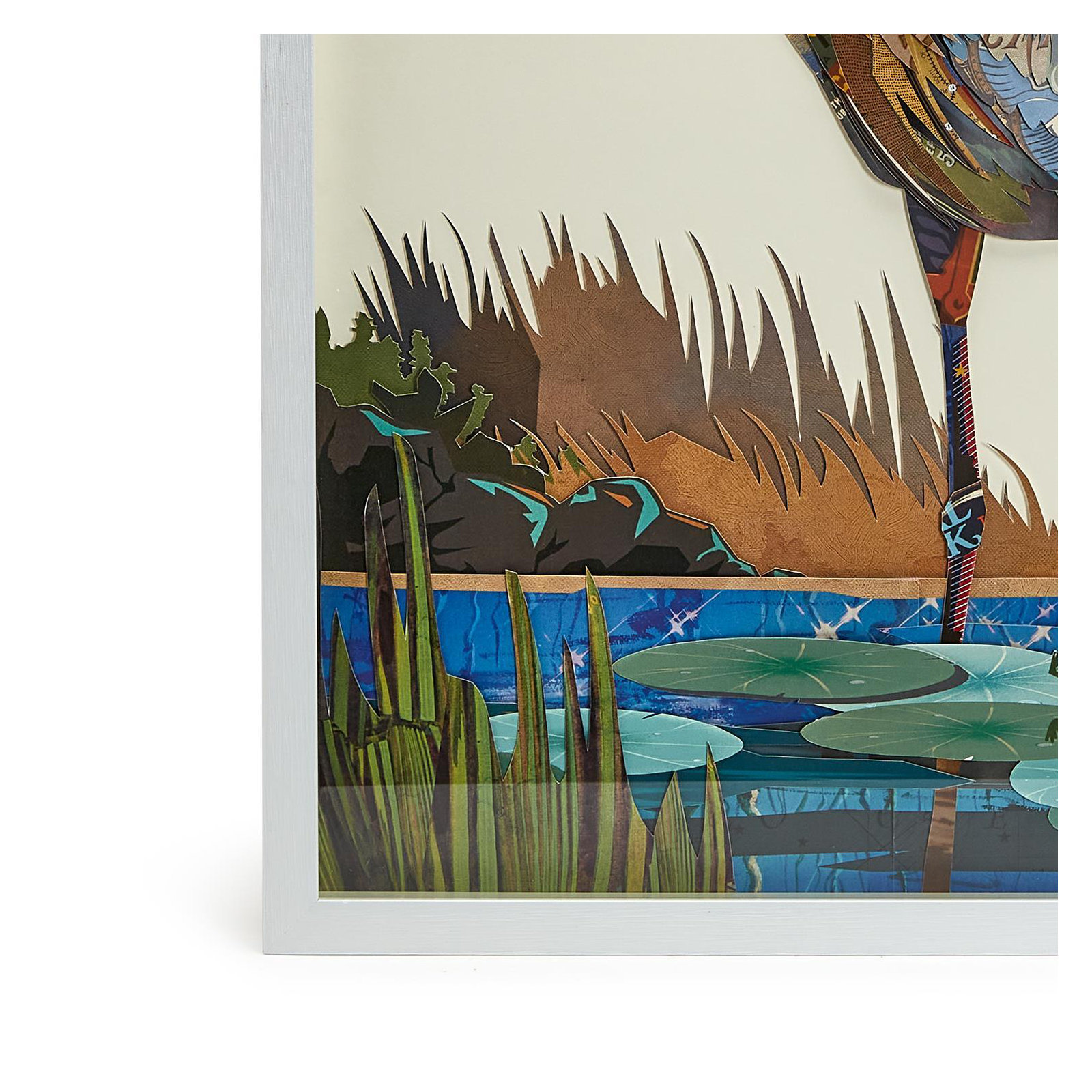 Set Of 2 Crane Paper Collage Wall Art