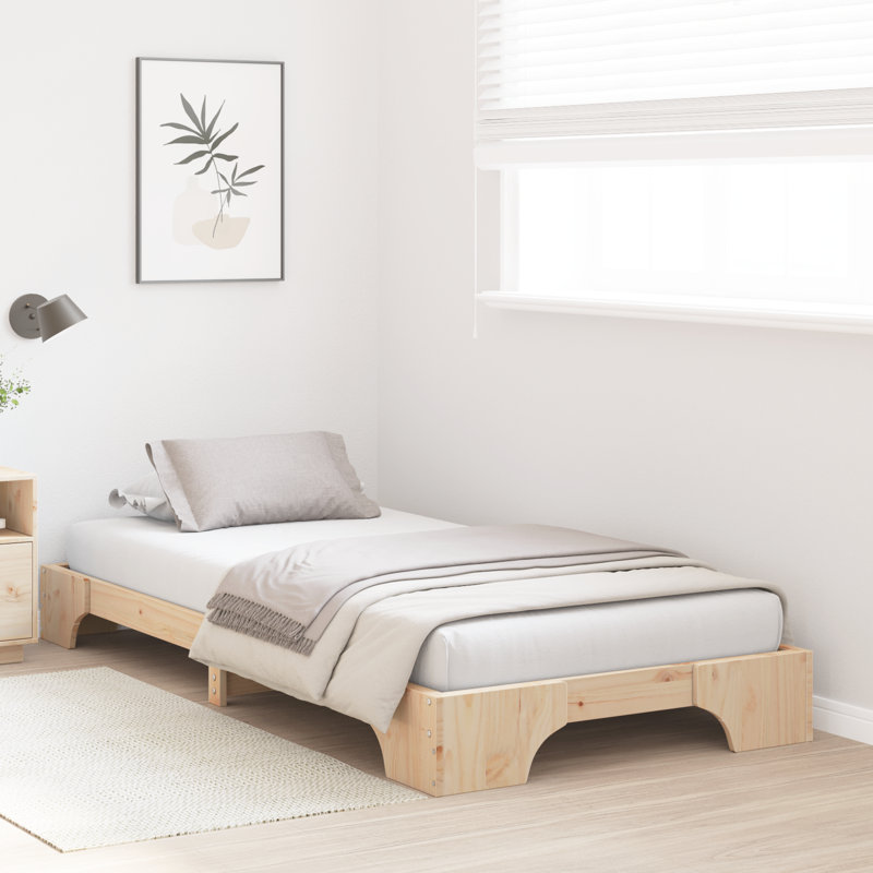 Bed Frame Solid Pine Wood, Single (3'), Natural