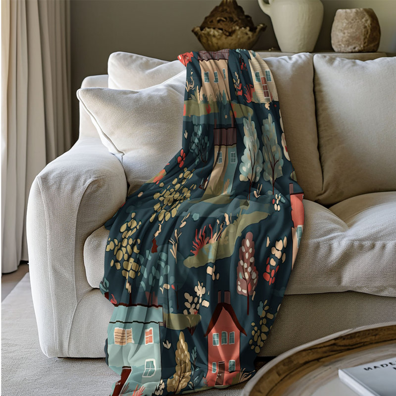 Serene Meadow Cottage - 1 Piece Premium Sherpa Bla Throw Blanket, 50" W x 60" L