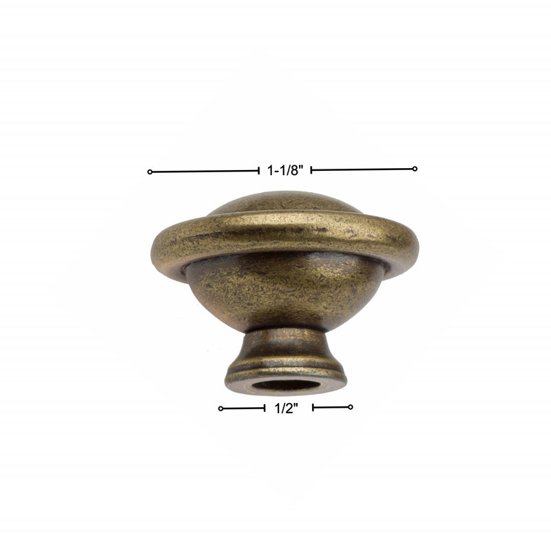 Poignée champignon de diamètre 1 1/8 po, Laiton antique