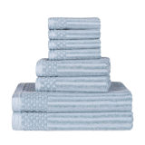 Ruvins Cotton Highly Absorbent 8-Piece Solid and Checkered Border Towel Set