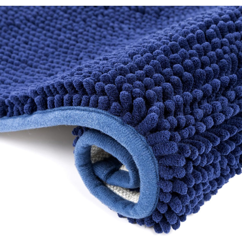 2 Piece set Rectangle Bath Mat, Navy
