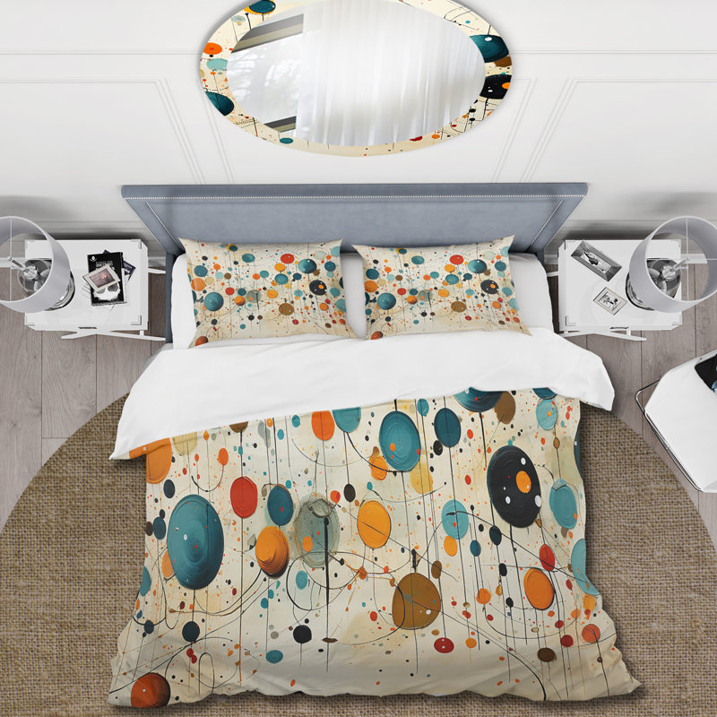 Ensemble de housse de couette vert et beige Mid Century Abstract Retro IV - Abstract Midcentury