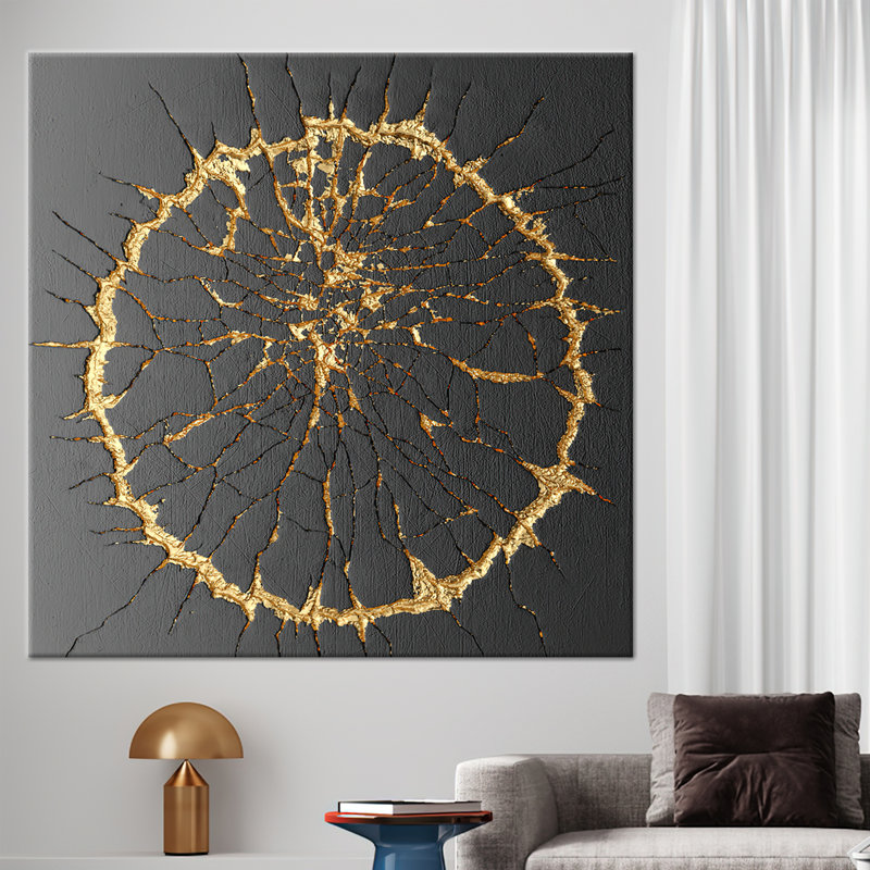 Kintsugi 3d Wall Art, Contemporary Art Canvas, Trendy Canvas Art, Abstract Art, Kintsugi Wall Art, Luxury Canvas, Black And Gold Art,