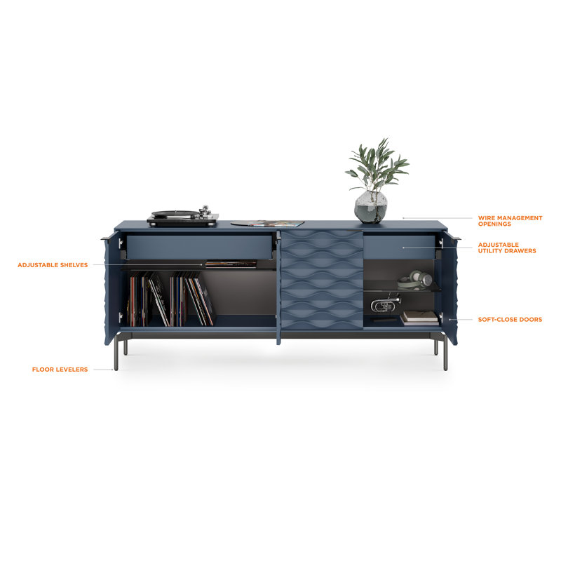 Ripple 79.5'' W Sideboard, Ocean/Brushed Carbon