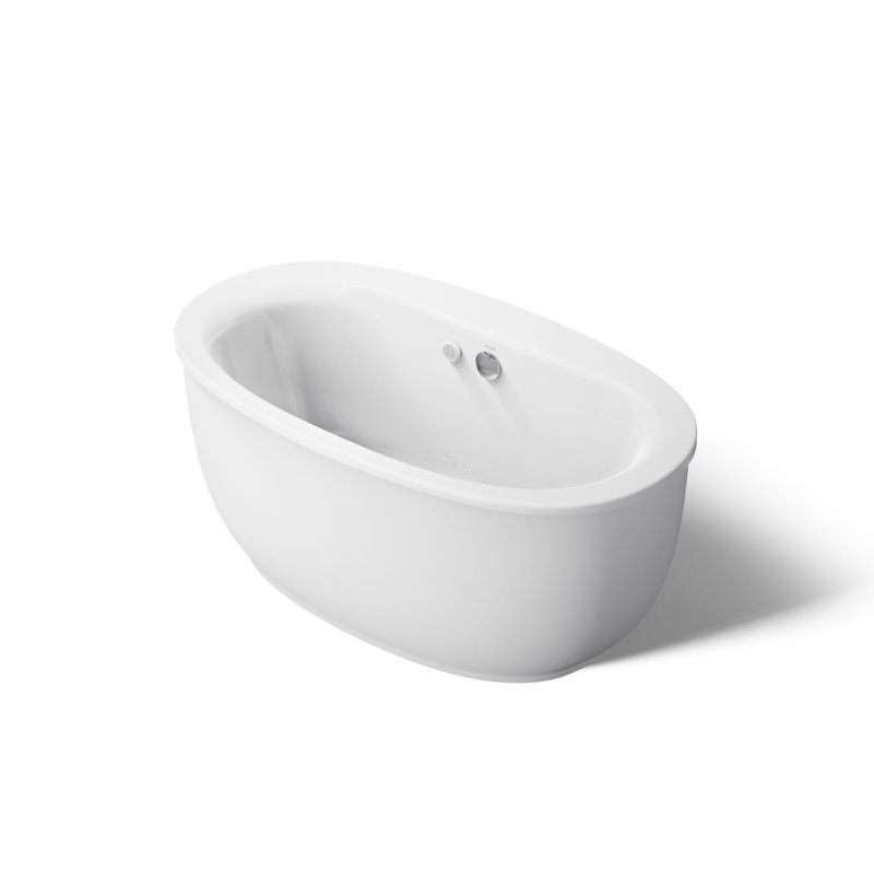 Sunstruck 60.5-in x 34-in Freestanding Heated Bubble Massage Air Bath with Fluted Shroud, White