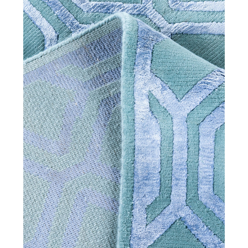 Overdyed One-of-a-Kind Rectangle 9'1" X 12'2" Hand Knotted Area Rug