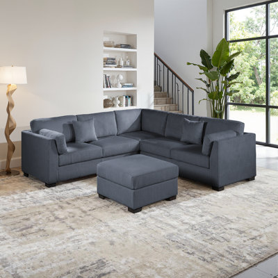 Modular 4-piece L-shaped Sectional With Corner Wedge & Ottoman