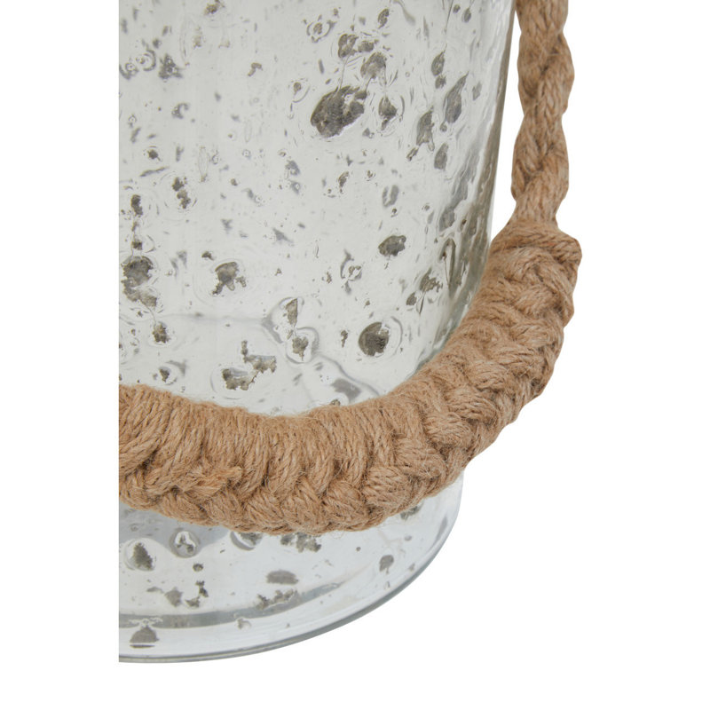Glass Tabletop Lantern, 24cm H x 17cm W x 17cm D, Natural