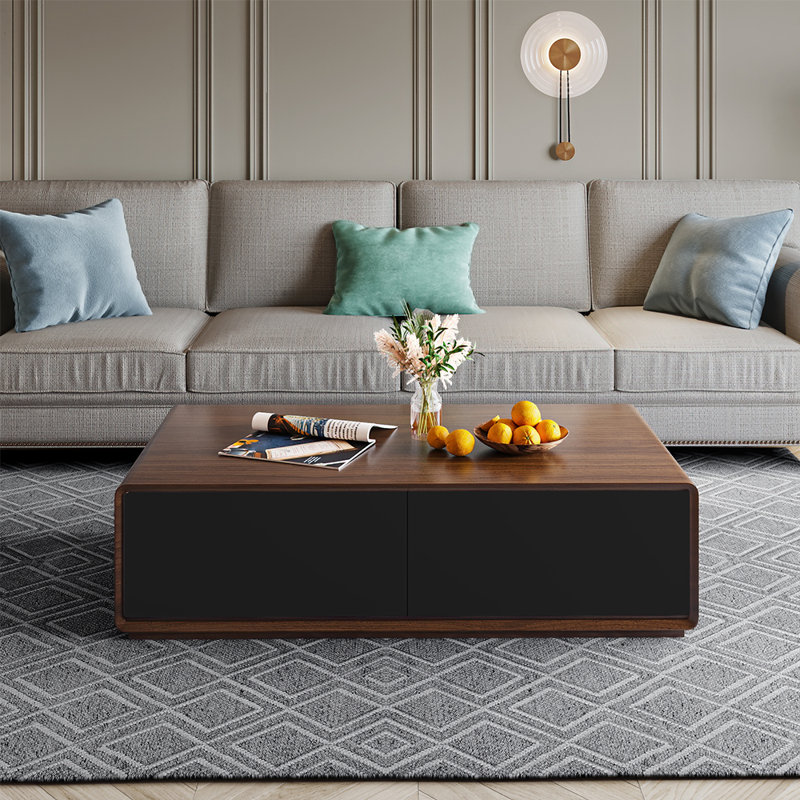 Rectangle Coffee Table Coffee Table, Brown Top/Black Base