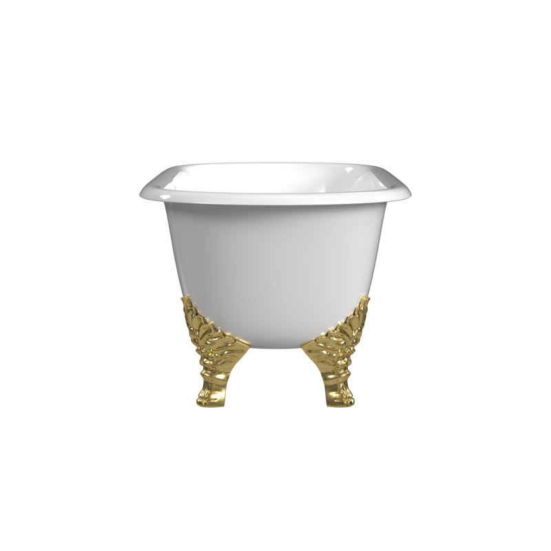 Carlton 70'' L Soaking Bathtub, Polished Brass, White Interior with White Exterior
