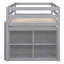 Lit mezzanine simple gris avec rangement pour bureau latéral et tablette, construction en bois massif durable pour rangement de tiroir fonctionnel - Design moderne-164381229-164381228