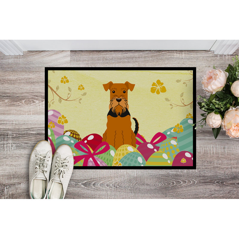Tapis de porte d’extérieur antidérapant airedale Saroyan, l 24 po x L 36 po, Jaune