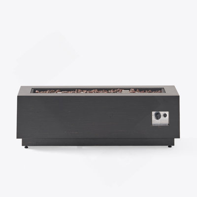 40" Outdoor 50,000 BTU Rectangular Iron Propane Fire Pit, Dark Grey (Tank Cover Not Included)