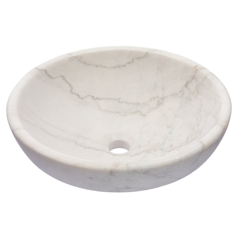 Eden Bath Echo 17'' Stone Circular Bathroom Sink, Honed White