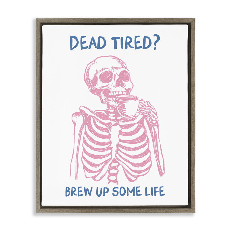 Cadre flottant Brew Up Life Skeleton, design par JJ Design House LLC, Cadre flottant orme Montalcino, H 31 po x l 25 po