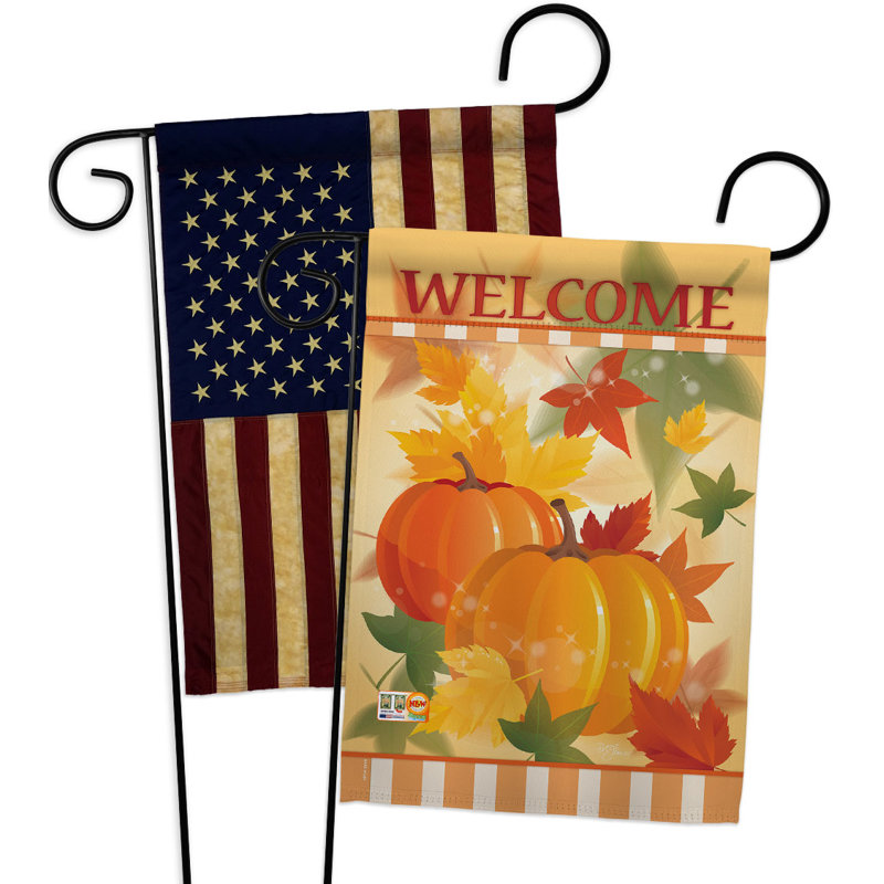 Drapeau de jardin en polyester 18,5 po x 13 po Welcome Pumpkins