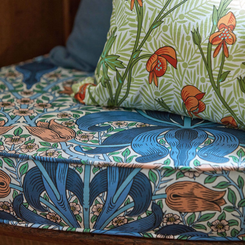 Bedford Park Monkshood Fabric, Tangerine/Sage