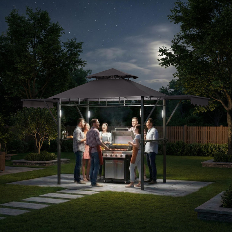 Abri à auvent durable pour patio extérieur, Gris