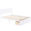 Lit plateforme double avec tiroirs de dessous en blanc radiant - Fabriqué en pin et pour une chambre à coucher lumineuse