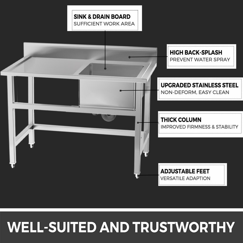 Belfry Kitchen Collier 600mm W Single Bowl Stainless Steel Kitchen Sink 0