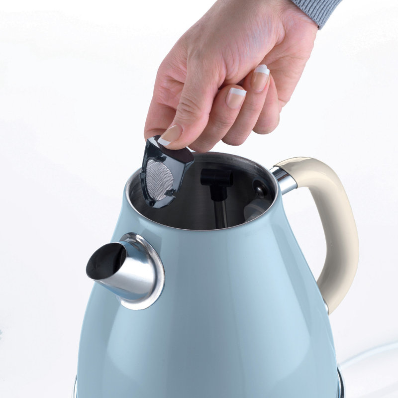 Ariete Vintage 1.7L Stainless Steel Jug Kettle with 2 Slice Toaster Set, Blue
