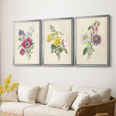 Antique Garden Bouquet I - Toile tendue avec châssis sur mesure - 3 pièces