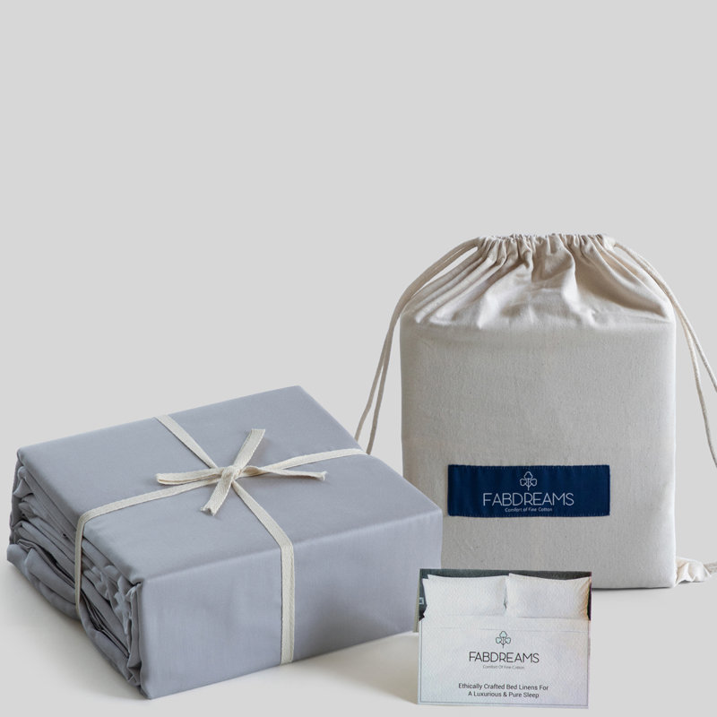 Percale 300 Thread Count Organic 100% Cotton Percale Sheet Set, Light Gray, Twin XL Sheet Set + Fitted Sheet + 1 Pillowcase