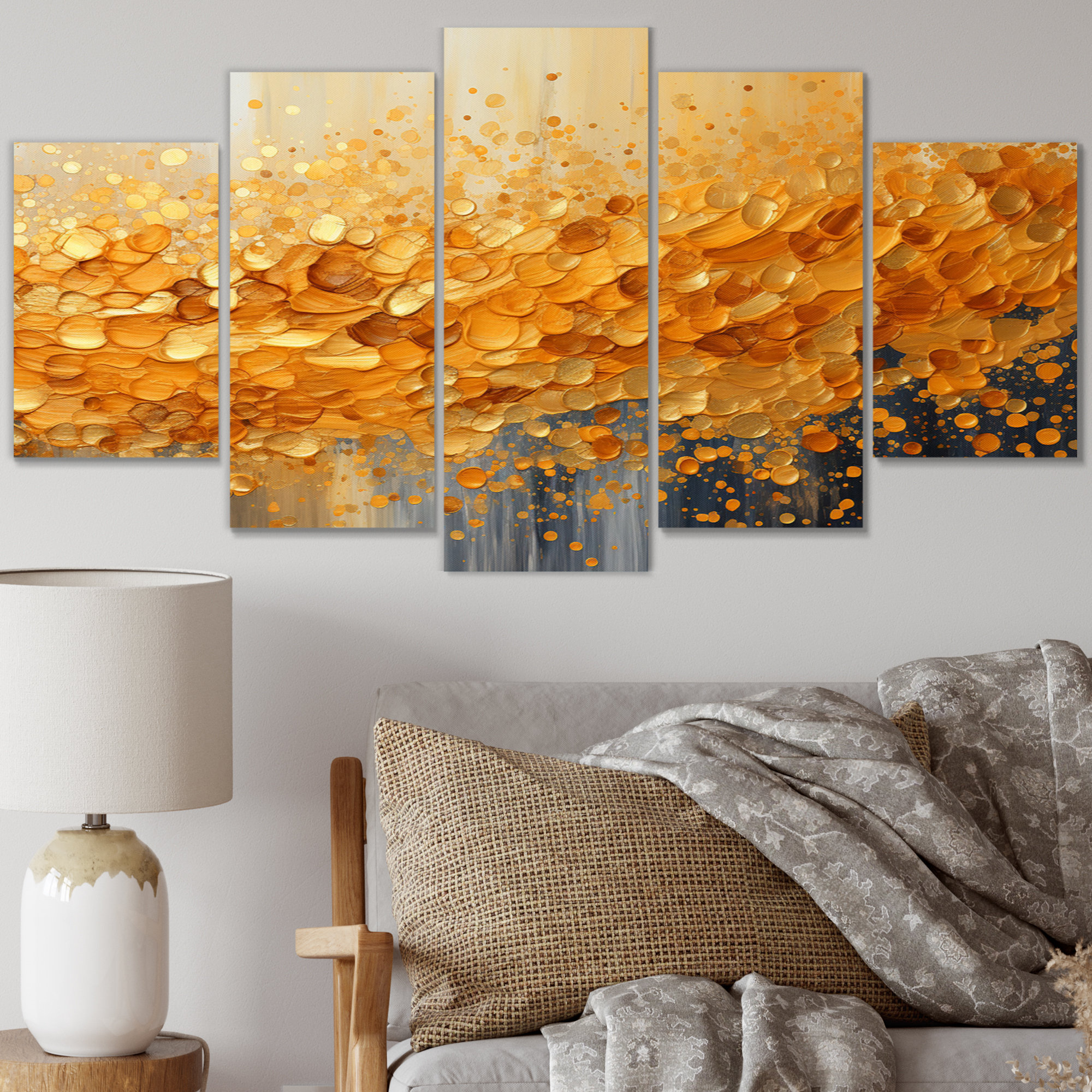 Mercer41 Golden Radiance I - Abstract Landscape Metal Wall Art Living